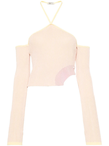  Gcds Comma Asymmetric Ribbed Top - Pink 