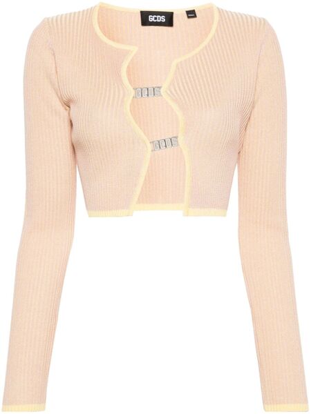  Gcds Comma Ribbed Cropped Cardigan - Pink 
