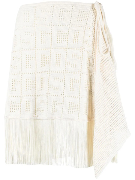  Gcds Crochet-monogram Mini Skirt - Neutrals 