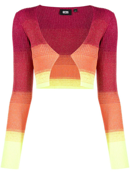  Gcds Degradé-effect Lurex Cropped Cardigan - Yellow 