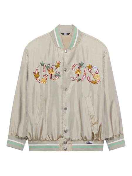  Gcds Floral-embroidery Bomber Jacket - Neutrals 