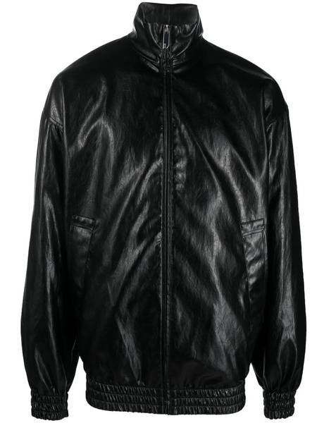  Gcds High-shine Faux-leather Jacket - Black 