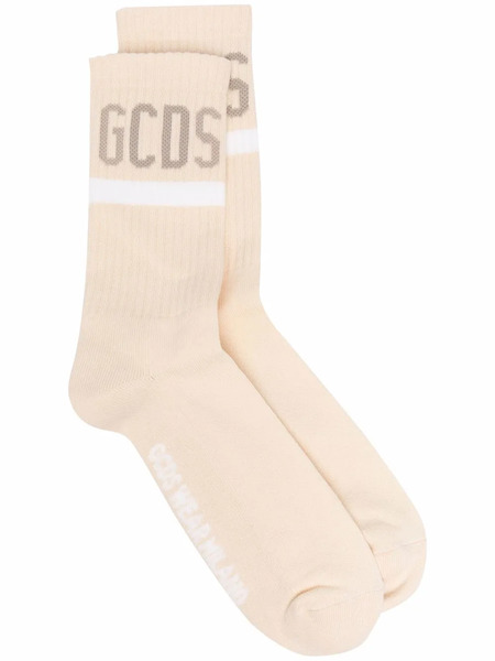  Gcds Intarsia Logo Ribbed Socks - Neutrals 