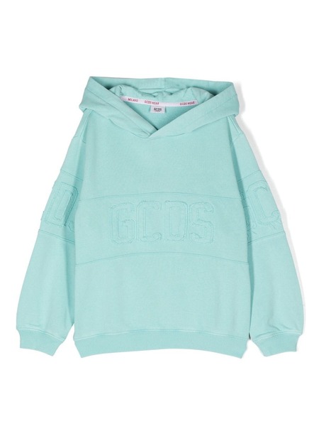  Gcds Kids Logo-patch Pullover Hoodie - Blue 