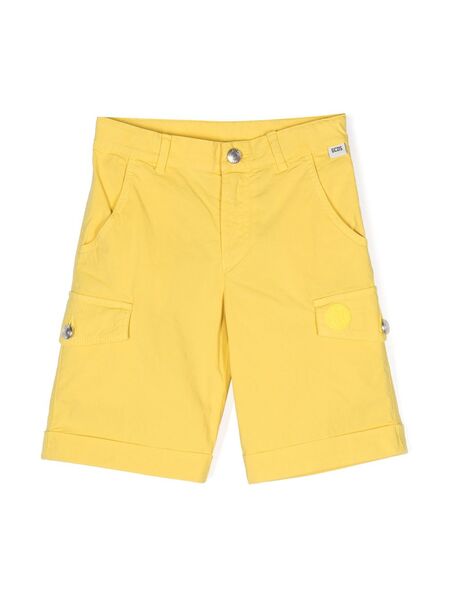  Gcds Kids Logo-patch Stretch-cotton Shorts - Yellow 