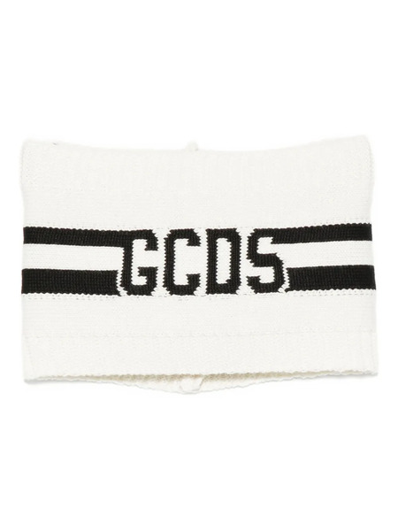  Gcds Kids Logo-stripe Wool Scarf - White 