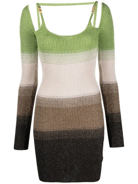  Gcds Knitted Striped Mini Dress - Neutrals 