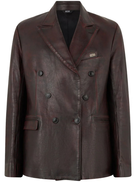  Gcds Leather Double-breasted Blazer - Red 