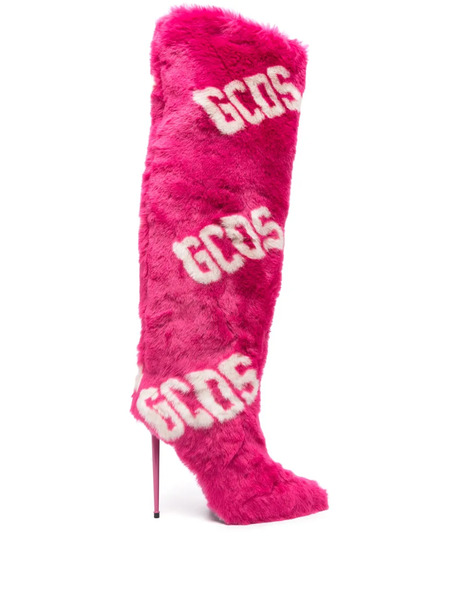  Gcds Logo-detail Knee-high Boots - Pink 