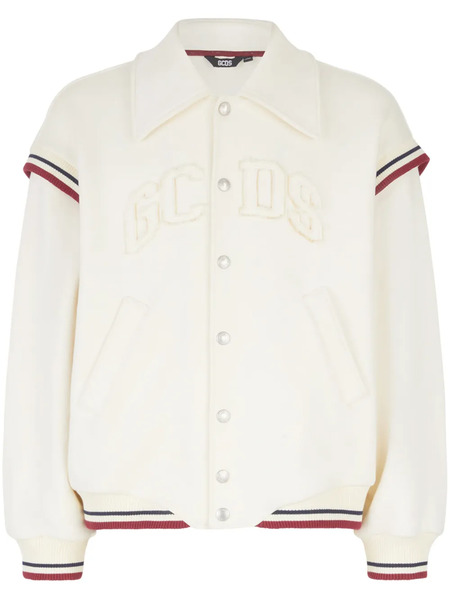  Gcds Logo-embroidered Cotton Bomber Jacket - Neutrals 
