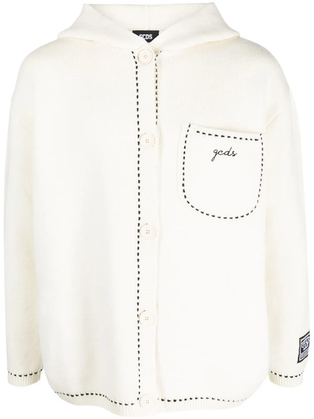  Gcds Logo-embroidered Hooded Jacket - White 