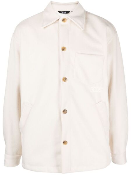  Gcds Logo-embroidered Overshirt - White 