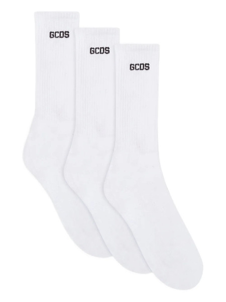  Gcds Logo-jacquard Socks (pack Of Three) - White 