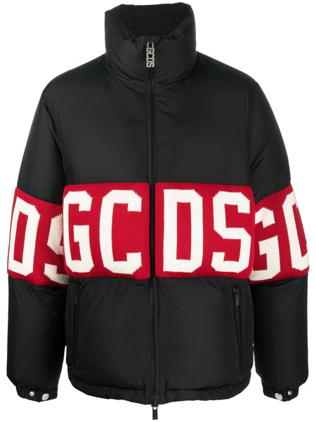  Gcds Logo-knit Padded Jacket - Black 