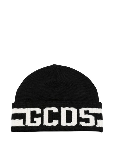  Gcds Logo-knit Wool Beanie - Black 