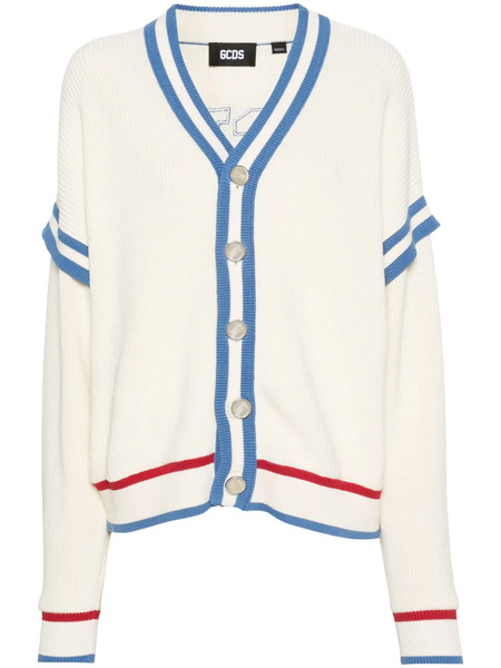  Gcds Logo-patch Cotton Cardigan - White 