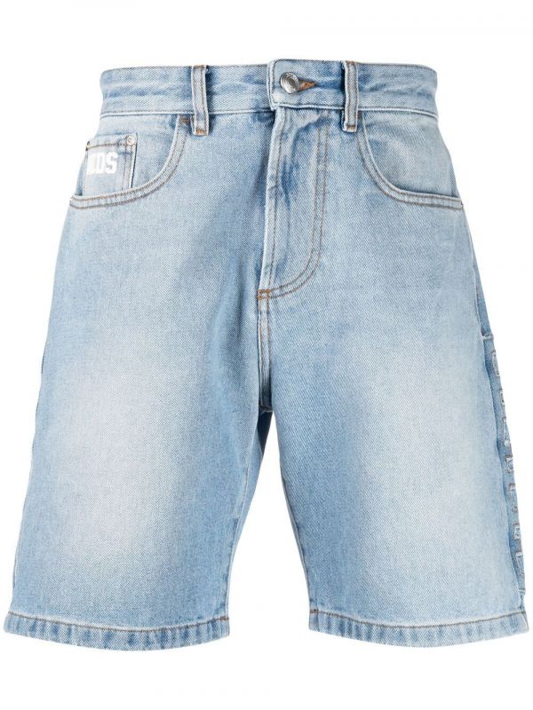  Gcds Logo-patch Denim Shorts - Blue 