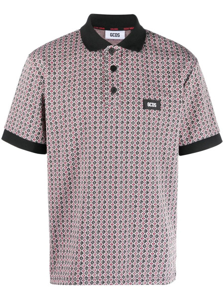  Gcds Logo-patch Jacquard Polo Shirt - Red 