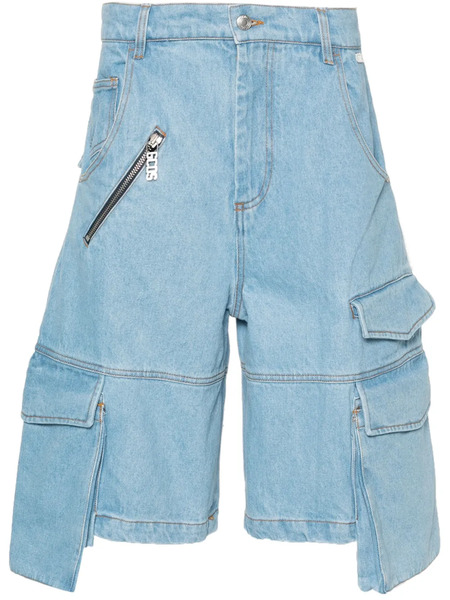  Gcds Logo-plaque Denim Shorts - Blue 