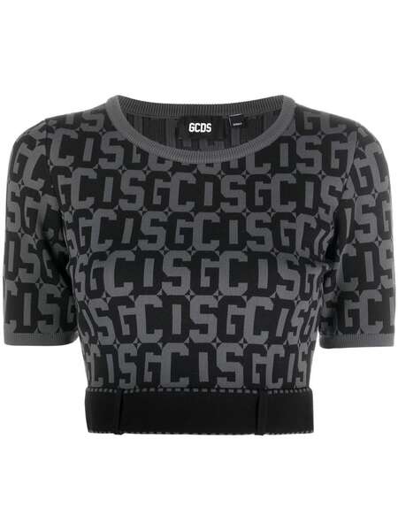  Gcds Matilda Monogram Cropped Top - Black 