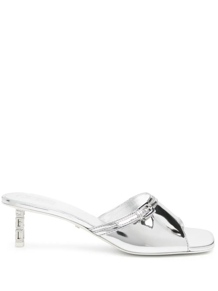  Gcds Mirrored Leather Sandals - Silver 