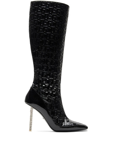  Gcds 100mm Monogram-pattern Leather Boots - Black 