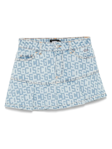 Gcds Monogram Denim Mini Skirt - Blue 