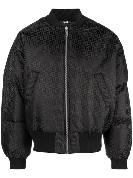 Gcds Monogram-pattern Zip-up Bomber Jacket - Black 