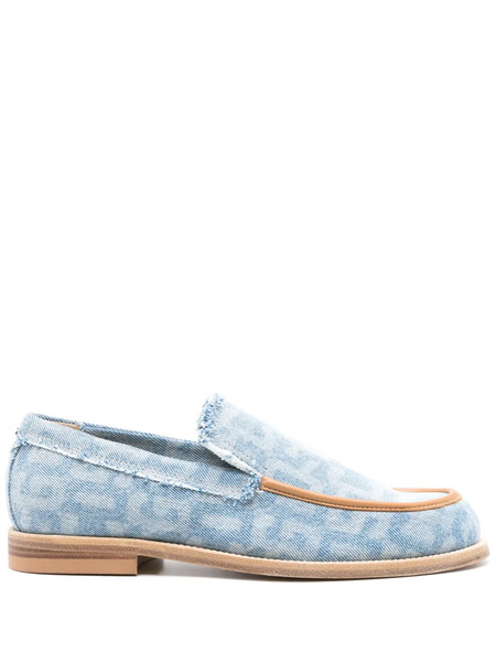  Gcds Monogram-print Denim Loafers - Blue 