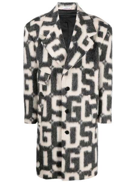  Gcds Monogram-print Single-breasted Coat - Black 