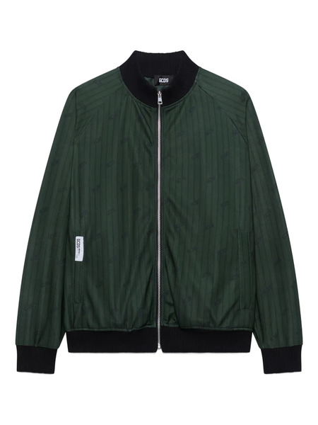  Gcds Pinstripe Logo-patch Jacket - Green 