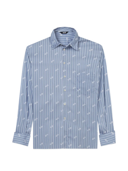  Gcds Pinstripe Logo-pattern Shirt - Blue 