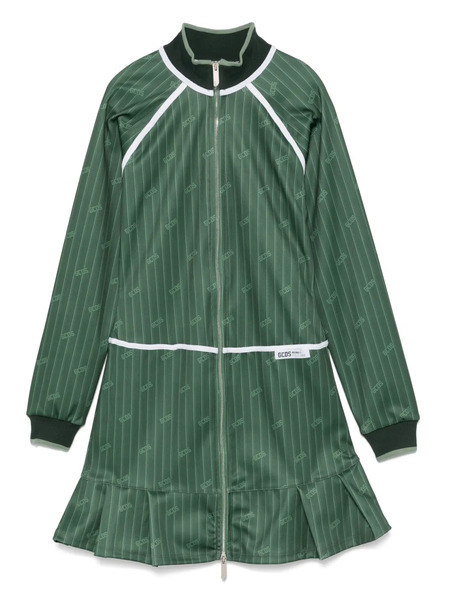  Gcds Pinstriped Zip-up Mini Dress - Green 