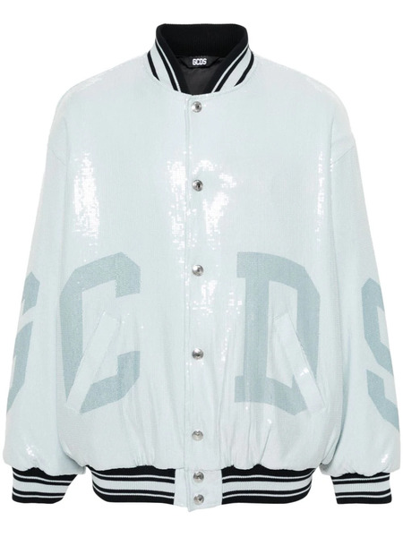  Gcds Sequins Varsity Logo Bomber Jacket - Blue 