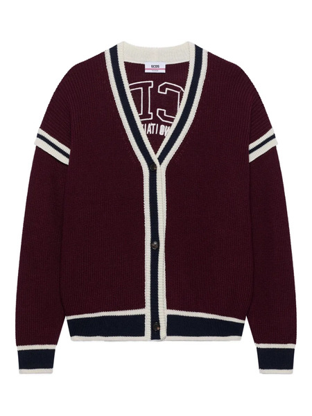  Gcds Striped Button Cardigan - Red 