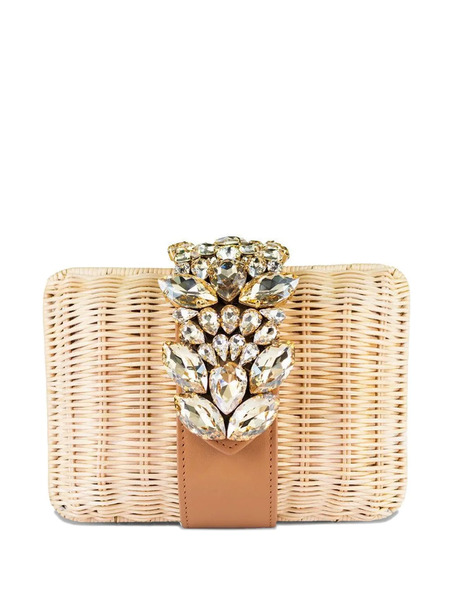  Gedebe Capri Crystal-embellished Clutch Bag - Neutrals 