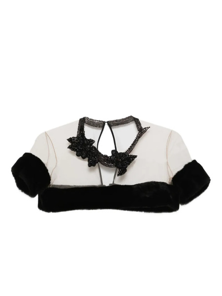  Gemy Maalouf Beaded-embellishment Crop Jacket - Black 