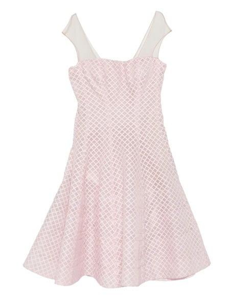  Gemy Maalouf Geometric-patterned Mesh-insert Mini Dress - Pink 