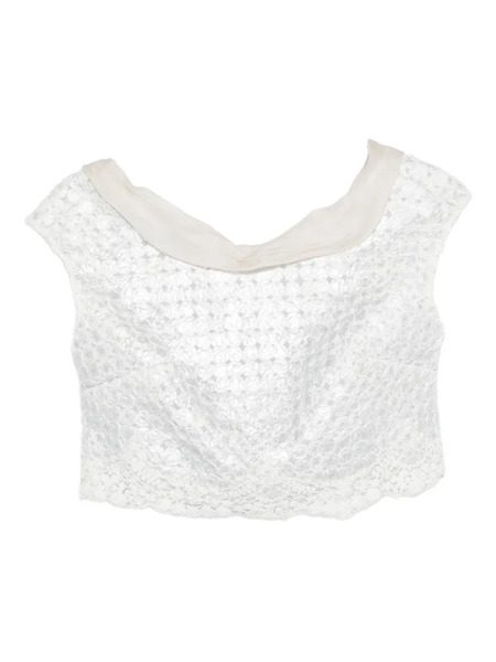  Gemy Maalouf Lace-pattern Cropped Top - Silver 