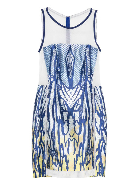  Gemy Maalouf Mesh-insert Mini Dress - Blue 