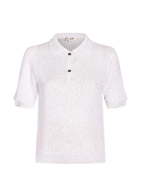  Genny Collared Polo Top - White 