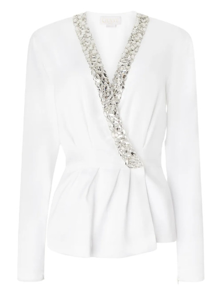  Genny Crystal-embellished Wrap Blouse - White 
