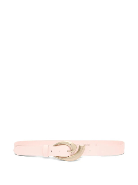  Genny Curved-buckle Leather Belt - Pink 