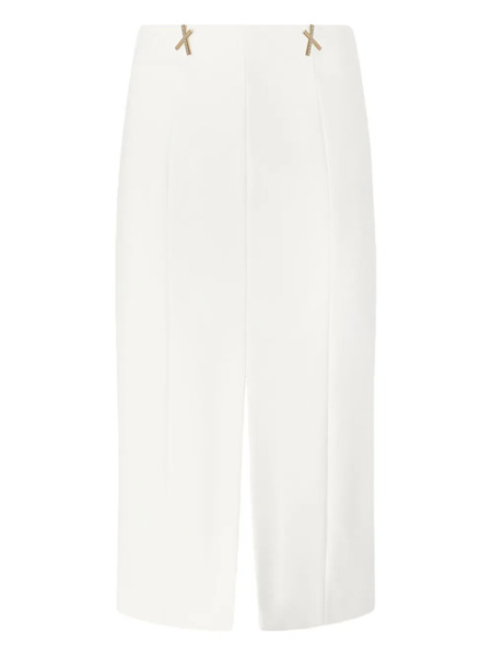  Genny Embellished Front-split Midi Skirt - White 