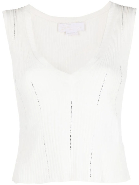  Genny Embellished Rib Vest - White 