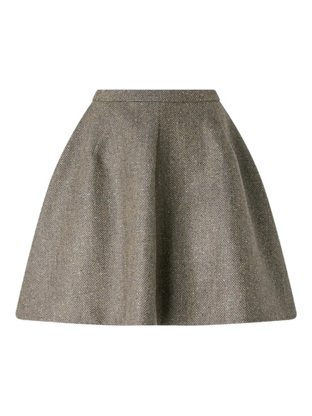  Genny Herringbone Pleated Skirt - Green 