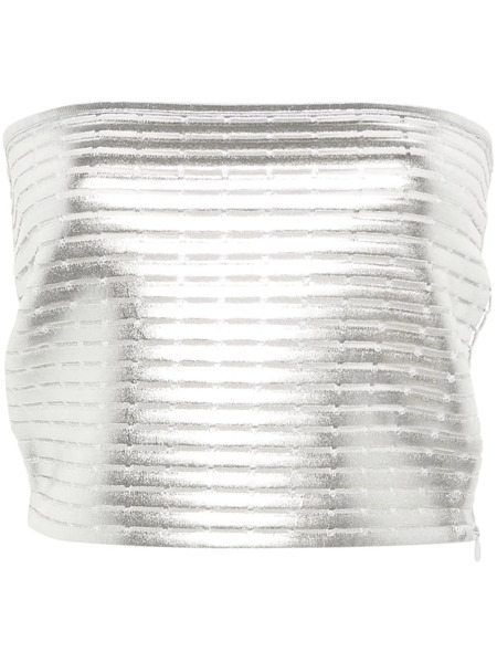  Genny Laminated Cropped Top - Silver 