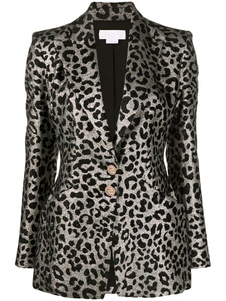  Genny Leopard-jacquard Single-breasted Blazer - Silver 