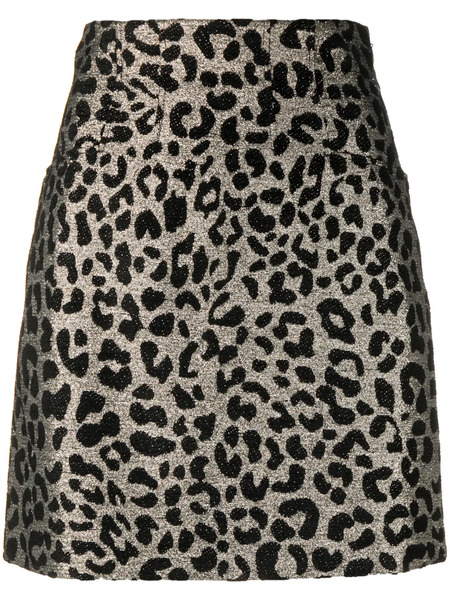  Genny Leopard-print Mini Skirt - Silver 