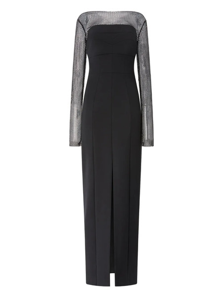  Genny Mesh-insert Evening Gown - Black 